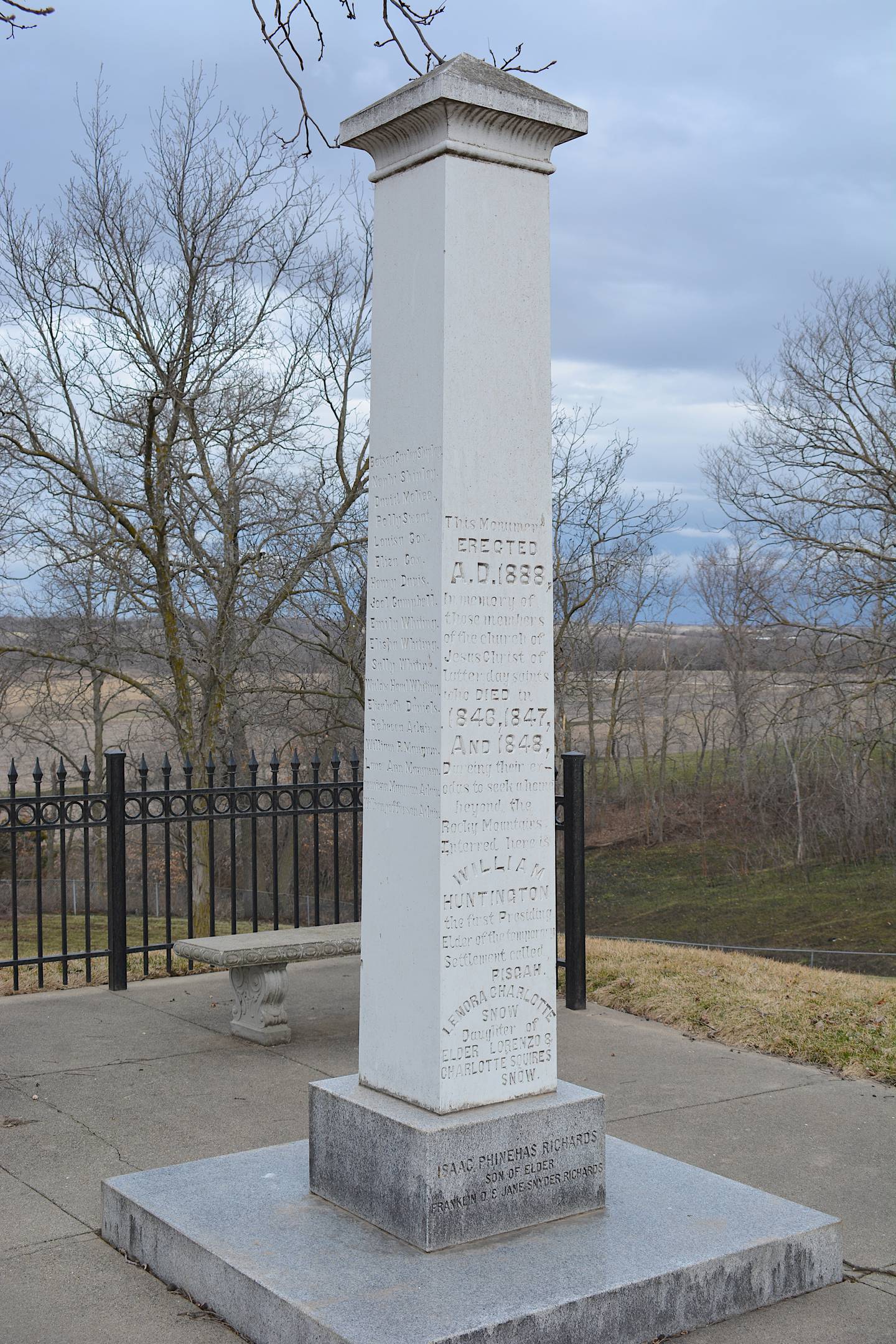 Mount Pisgah’s monument, built in 1888 and dedicated to the Mormon settlement which arrived in Union County.
