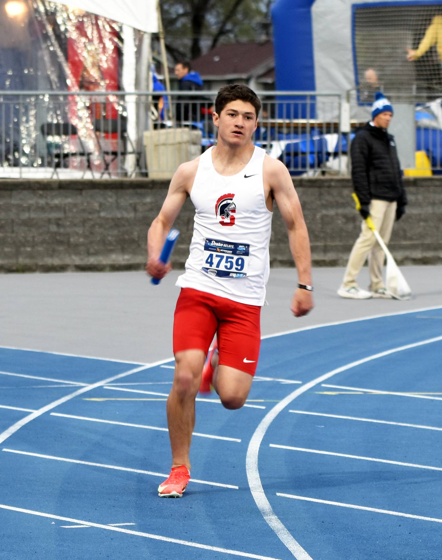 SWCC freshman Brandon Briley of Creston runs the 200m leg of the men’s 1600m sprint medley relay Friday at Drake.