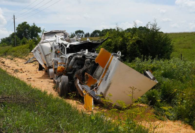 A semi driver was ejected at in a one-vehicle accident Monday in Union County