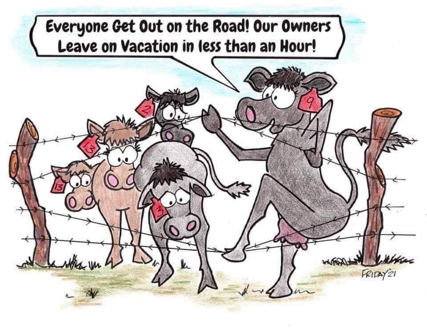 One of Friday's cartoons, depicting his penchant for drawing animals.