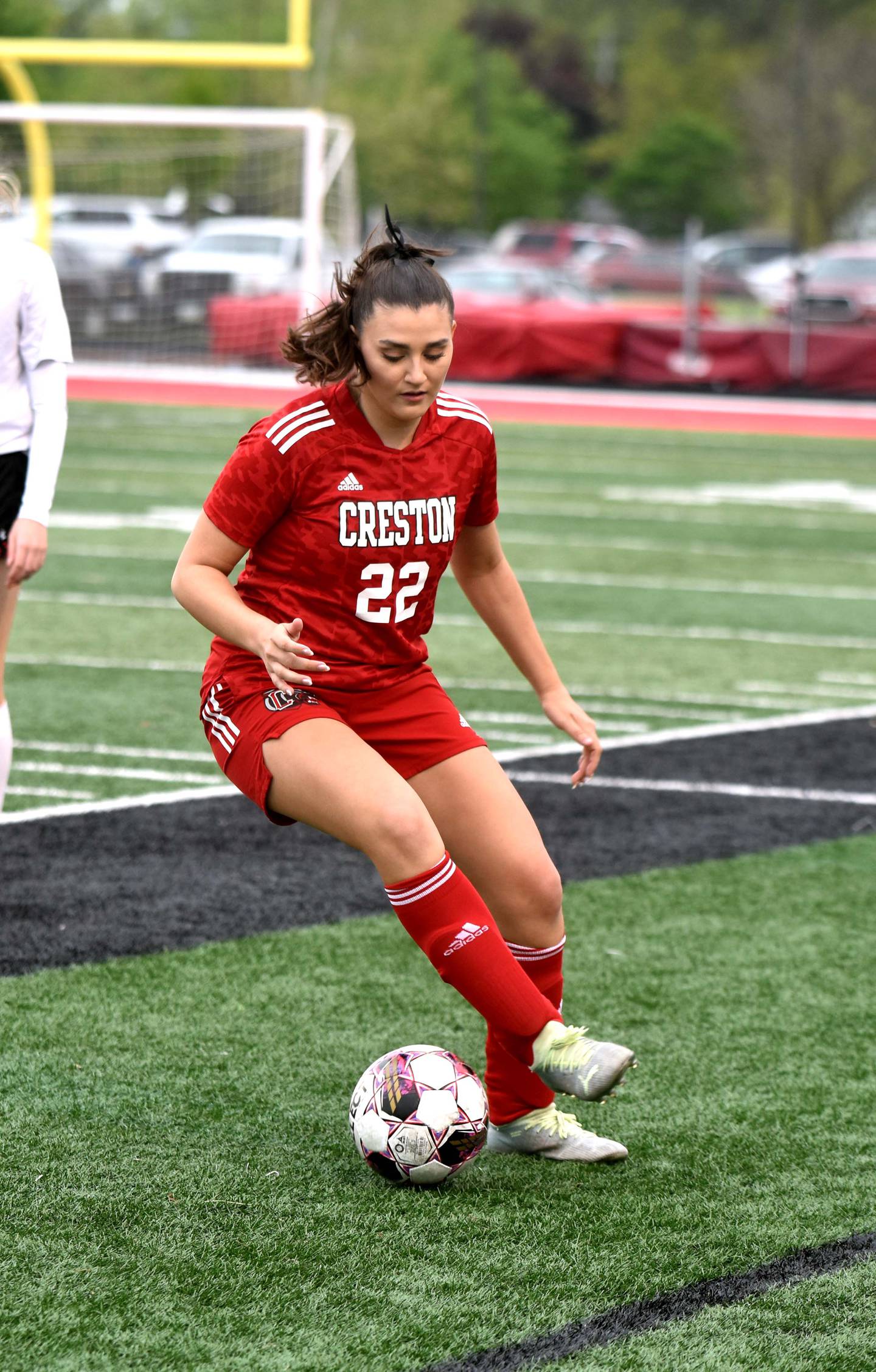 Senior Ashlyn Baker keeps the ball in bounds.