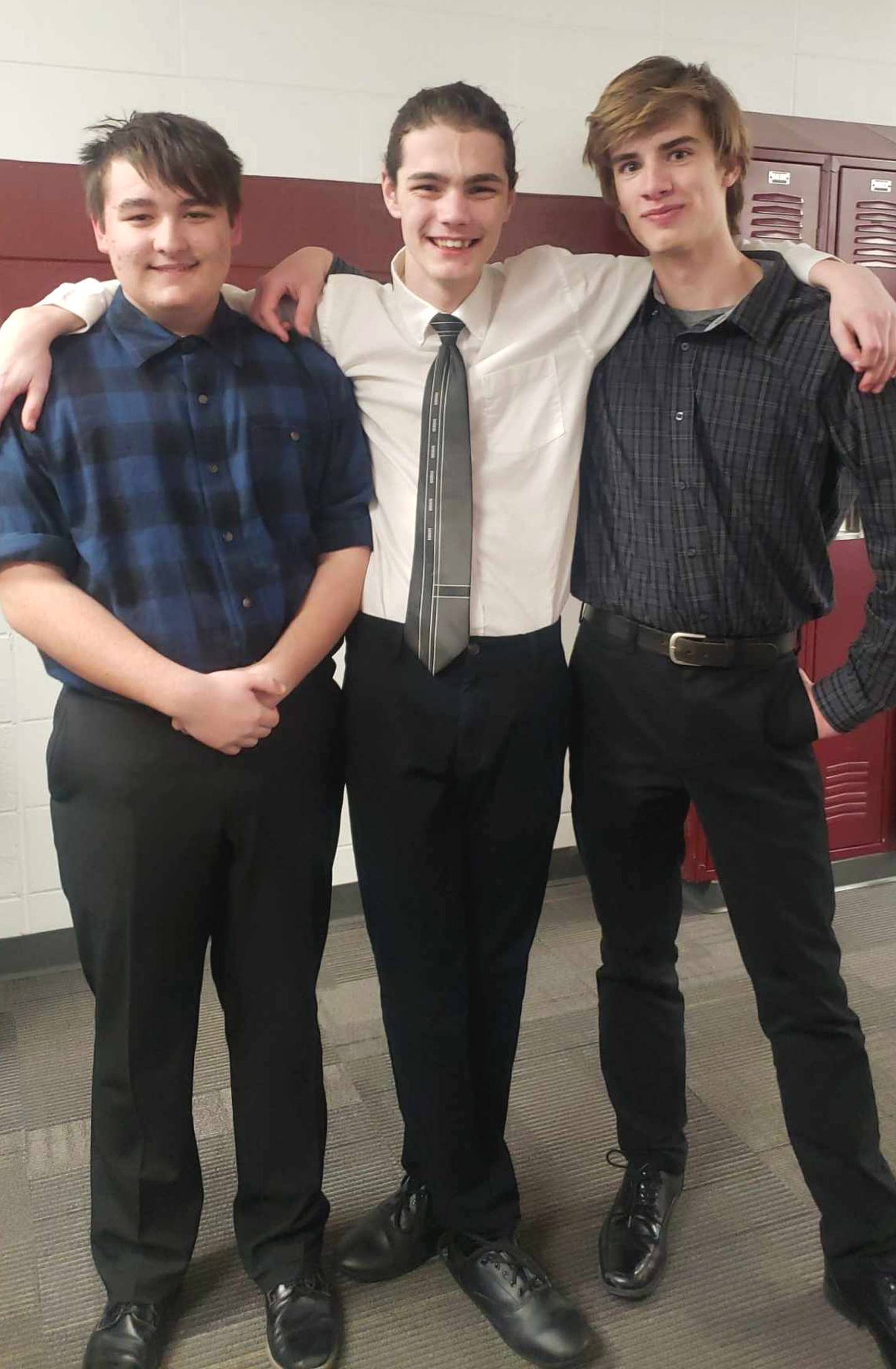 Two of Creston's improv groups will be competing at state on Feb. 17. From left: Malachi Webber, Carson Beer, Wyatt Hitz.