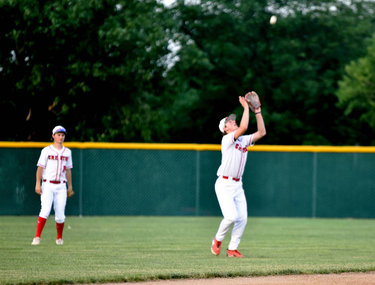Shortstop Cael Turner catches a fly ball.