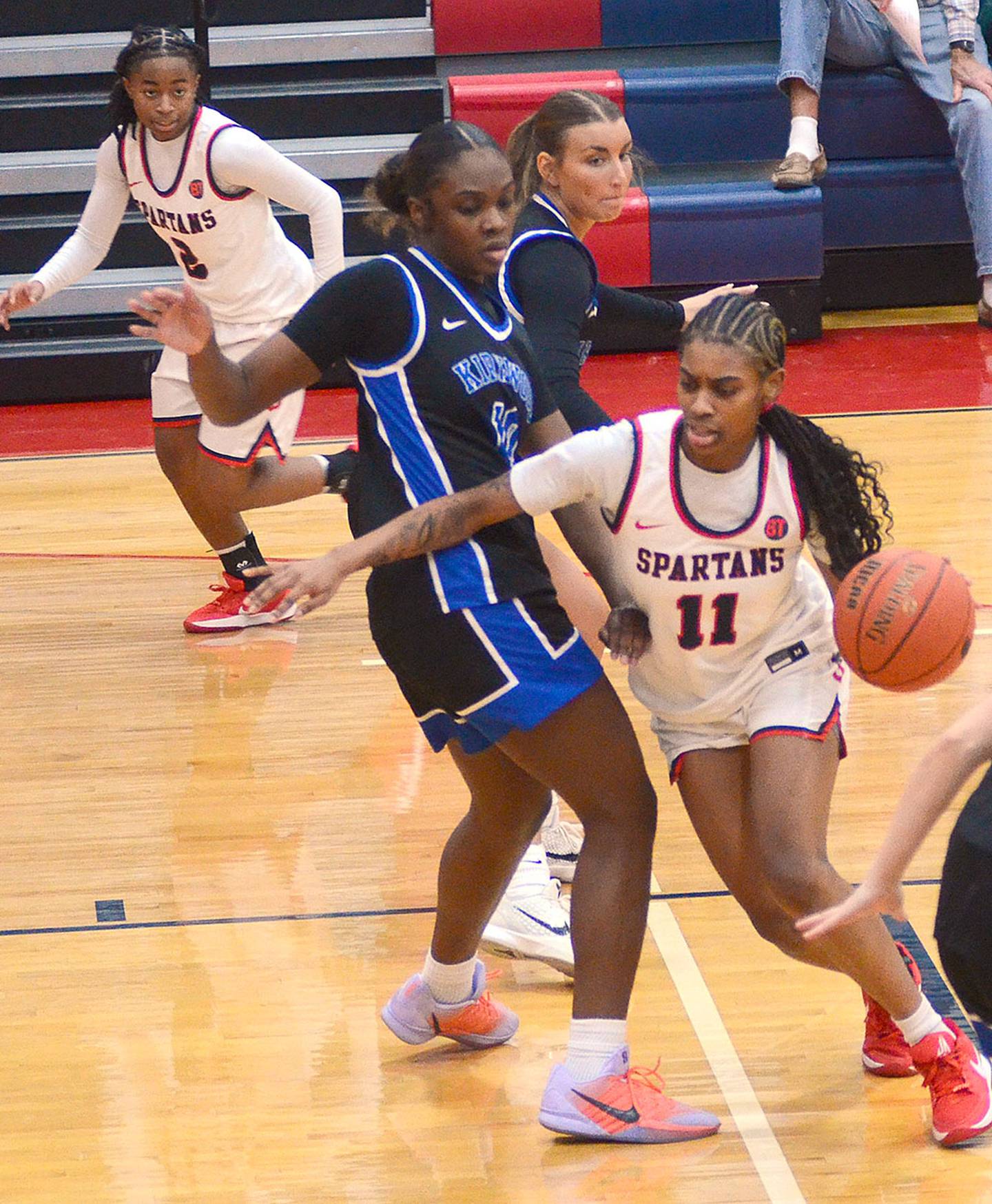 Tammy Scott of Southwestern drives the lane against Kirkwood Thursday. Scott scored three points in the 91-24 loss.