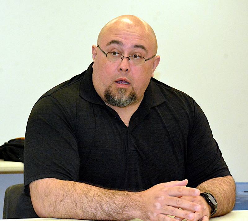 Xavier Carrigan, a Democrat from Waukee, visits Greenfield as a candidate for Iowa's Third Congressional District.