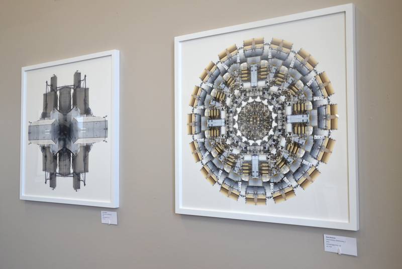 Prof. Russ Nordman's work looks at unique architecture. His current focus is on Iowa sites, seen here in his "Iowa Combines" project.