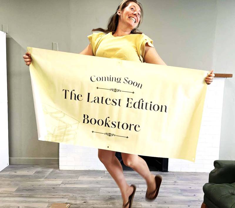 Elizabeth Fioretto celebrates the announcement of her bookstore coming to Maple Street in Creston.