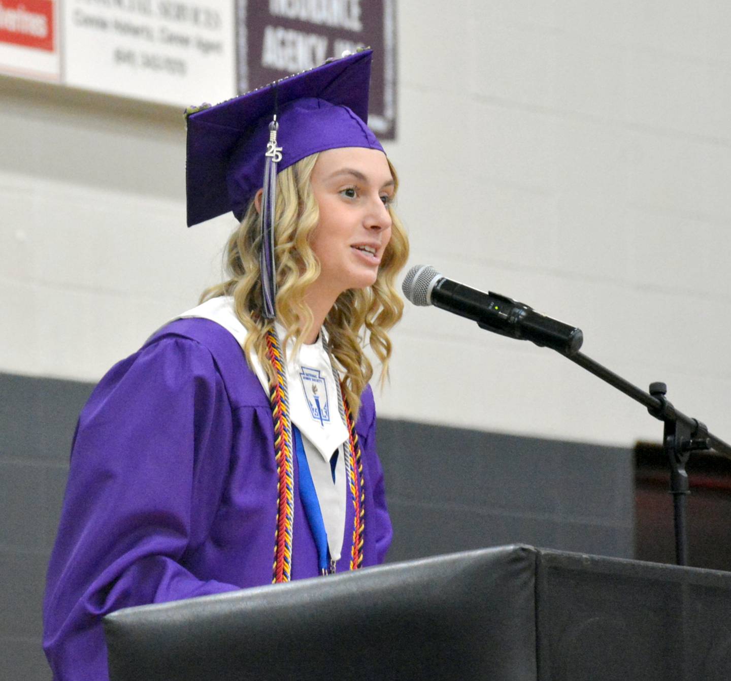 Nodaway Valley senior Bailey Carstens speaks during graduation Sunday.