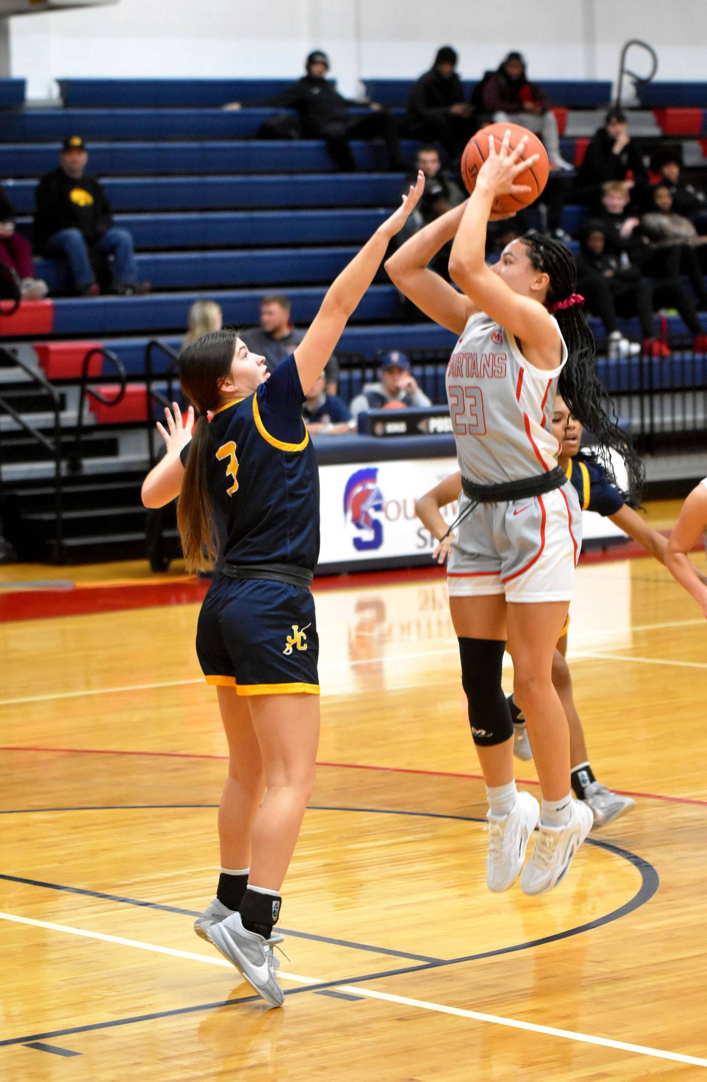 Shyla Moore takes a mid-range shot. Moore had 10 points, three steals and three assists.