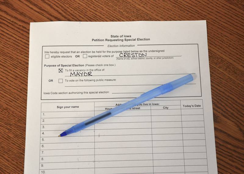 Creston community members are working to get enough signatures to force a special election for the open mayor position.