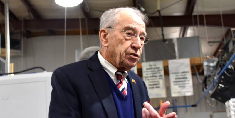 Senator Chuck Grassley speaks with constituents during a visit to Union County on Tuesday, Feb. 17. Grassley spoke with CNA reporters about various national topics during his Capitol Hill Report Monday.