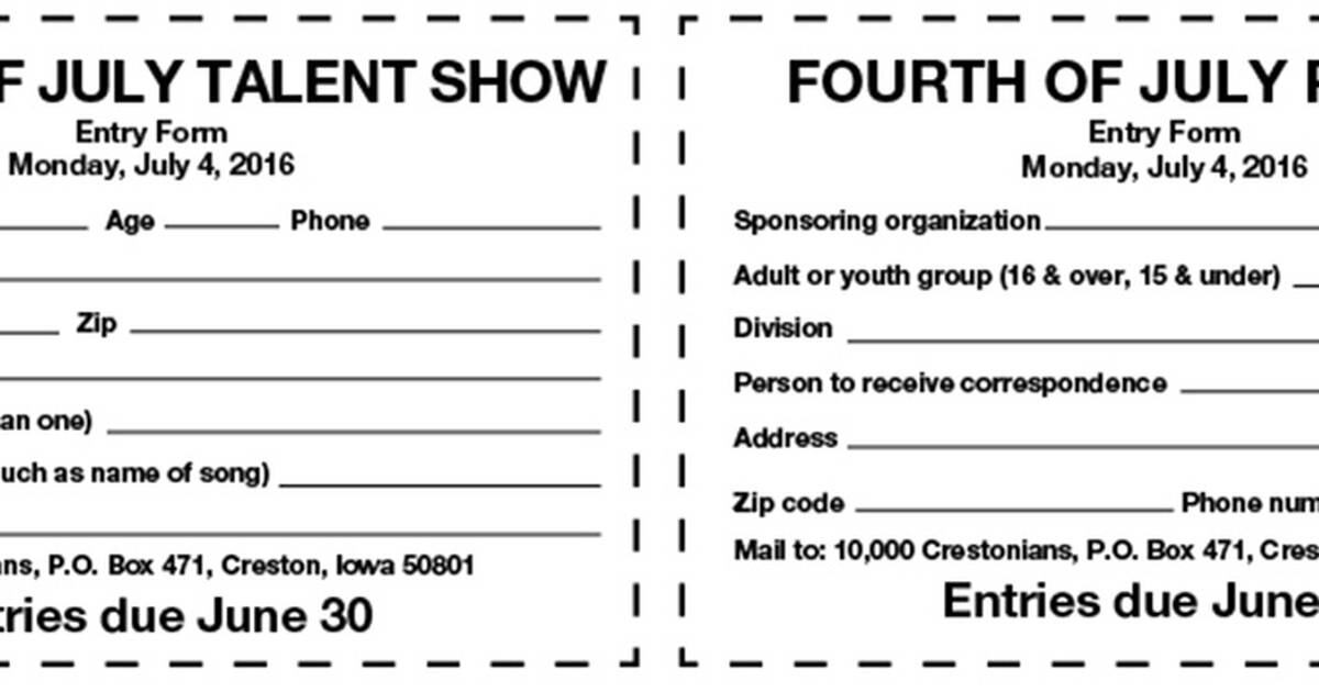 Creston Fourth of July entries due June 30 Creston News