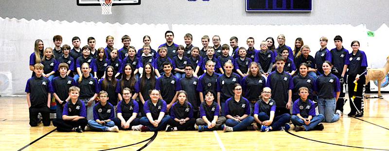 Members of the Nodaway Valley archery team are from left in front, Remi Huddleson, Hunter Whitney, Hallee Wright, Natalie Wildin, EllieAnna Miller-Hysell, Max Heckathorn, Adely Hughes, Sara Rothe and Justin Conner; second row: Harper Wright, Tyson Hauf, Bailey Breheny, Lilly Hauf, Marcella Hubenka, Mya Larson, Myles Fischer, Avery Goetz, Amber Campbell, Kelly Campbell, Abygail Scovel, Nikolai Hubenka, Ashby Melton and Bailey Montgomery; third row: Riley Wildin, Tucker Bigelow, Miles Struggles, Bridget Zoubek, Allie Zoubek, Axel Miller, Ryder Noland, Cash Martin, Amelia Freeland, Emery Thompson, Hayden Thompson, Chase Bauer, Levi Scovel, Kameron Erickson, Robby Goetz and Grady Gettler; back row: Taryn Gutierrez, Everett Ehler, Beau Antisdel, Corbin Hubenka, Oliver Freeland, Brysen Shinn, Myka Hanscom, Briley Bates, Bentley Miller, Caleb Heinz, Nora Newbury, Collin Akers, Kaleb Erickson, Kenzie Hall, Ellie Stolk-Freese, Brailee Shinn, Lincoln Van Horn, Fynn Thompson and Lakota Whitney.