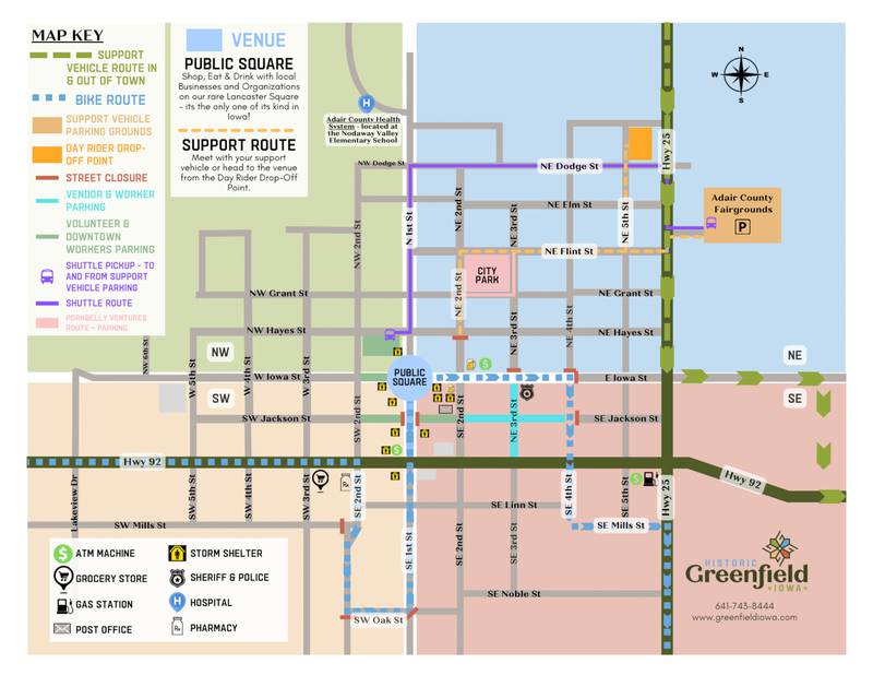 The Greenfield City Council approved this map at their most recent meeting for RAGBRAI's visit to the town July 23.