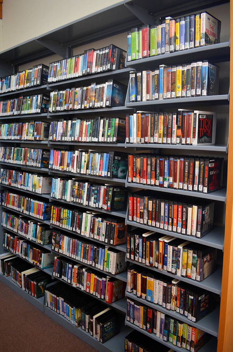 Audiobooks are popular for home-bound patrons, though many struggle due to a lack of CD players.