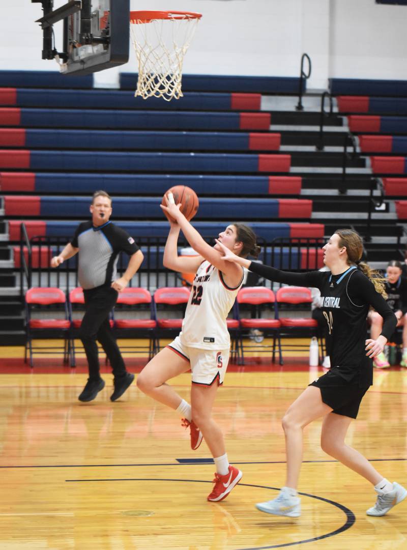 SWCC's Nora Olano goes for a layup against Iowa Central in December.