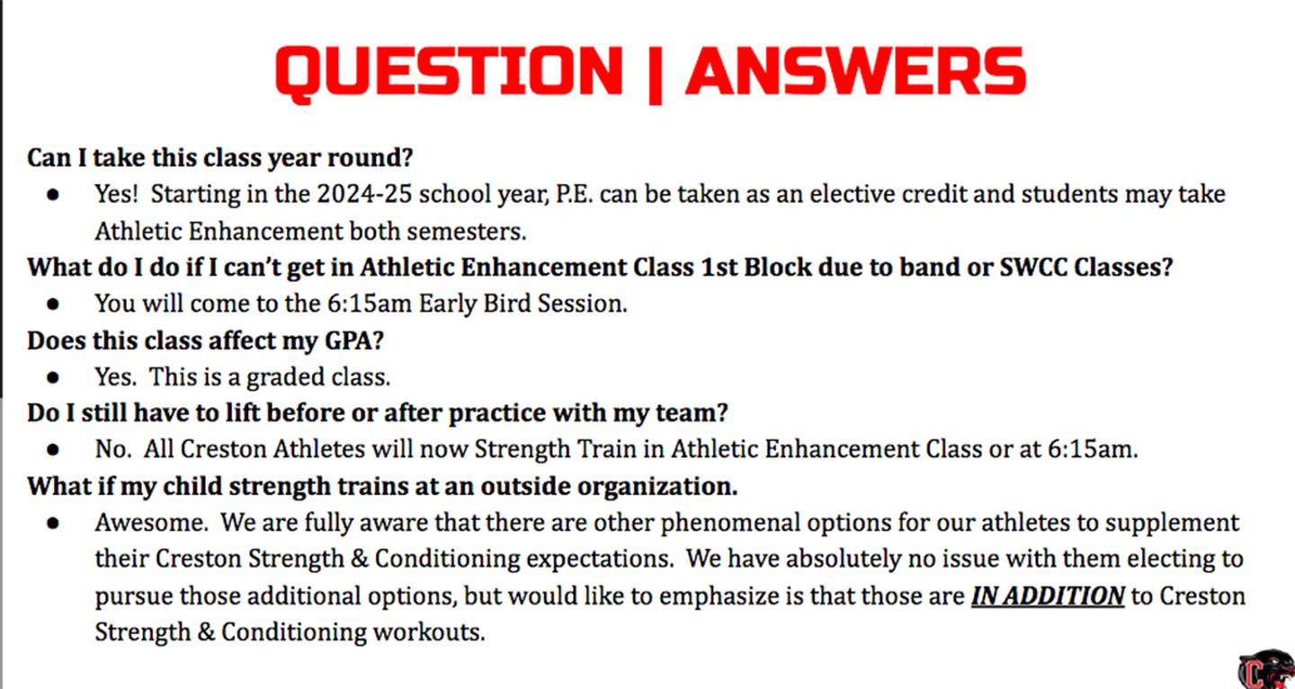 Common questions and answers regarding the new Panther Performance class.