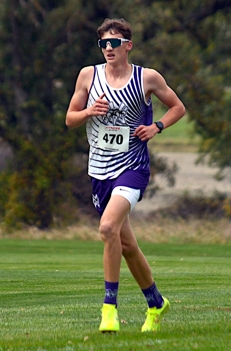 Wolverine junior Paul Kading runs in the Pride of Iowa Conference Cross Country Championships at Greenfield Tuesday, Oct. 13.