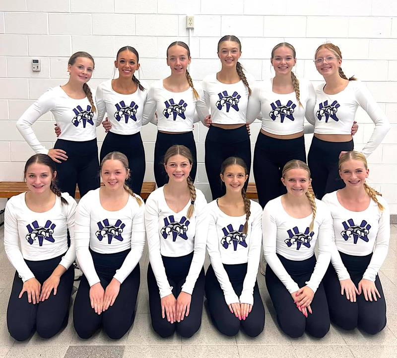 Members of the 2024-25 Nodaway Valley Dance Team are in front from left, Allie Cornelison, Aleyah Pilgreen, Bella Day, Kenna Ford, Addison Brewer and Karissa Groves; back row: Ava Herrick, Joanna Larson, Kylie Nelson, Chloe Rardin, Kiara Stevens and Reagan Kernen. The team is coached by Sami Harris and Peyton Froehlich.