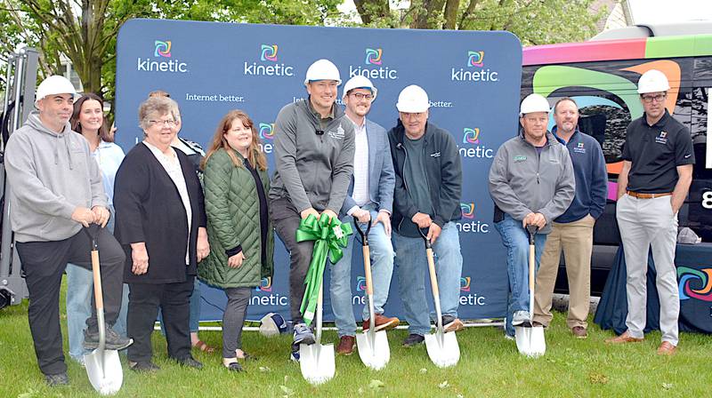 Greenfield leaders ceremoniously break ground, celebrating an investment the company Kinetic — formerly known as Windstream — is making to complete fiber-optic expansion in Greenfield.