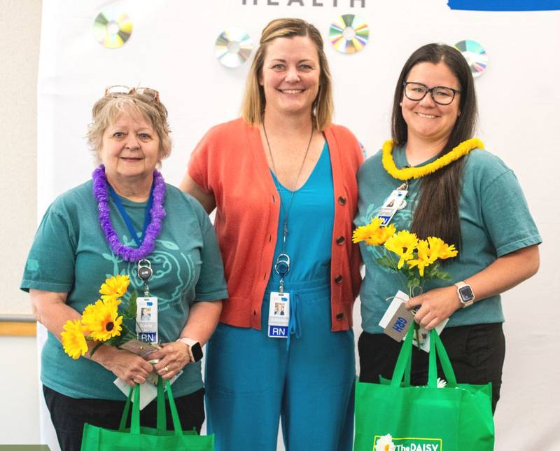 Greater Regional Health awarded two nurses the DAISY award this spring. Chief Nursing Officer Amanda Mohr stands with winners Karla Hynes (left) and Laura Hibbs.