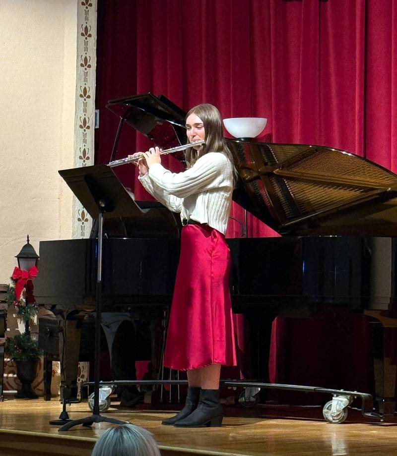 Melanie Kilburn performs at the Adair County Hospital Auxiliary's Holiday Luncheon at the Warren Cultural Center Saturday, Dec. 6.