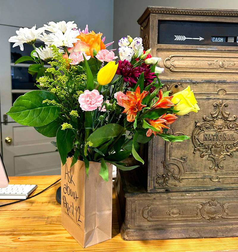 Participants will be able to collect flowers from each participating location, ending with a bouquet like the one seen here.