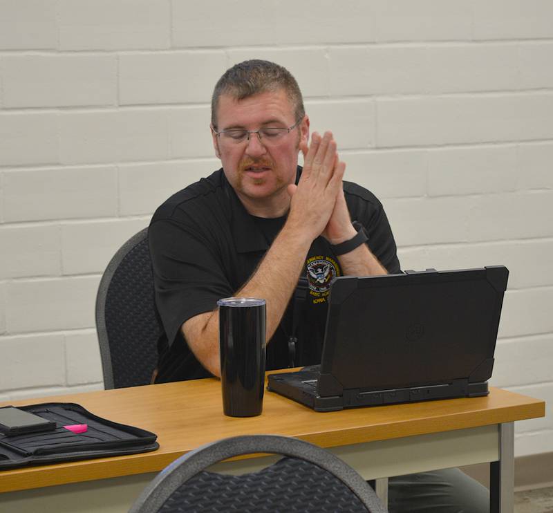 Clarke County EMA Coordinator Byron Jimmerson speaks to the Union County EMA Commission during last week's meeting.