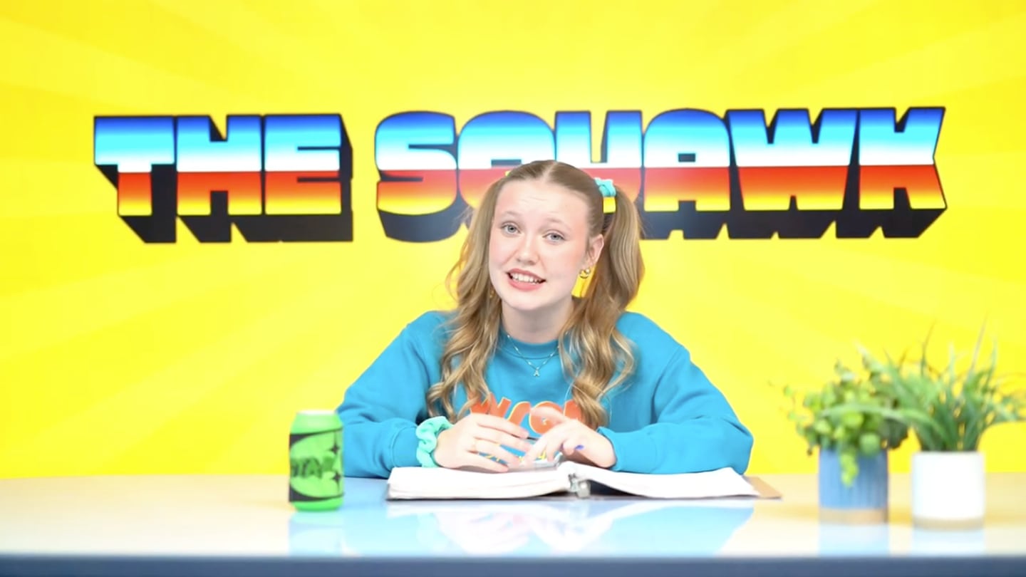 Khloe Parker performs in East Union's television newscast production.