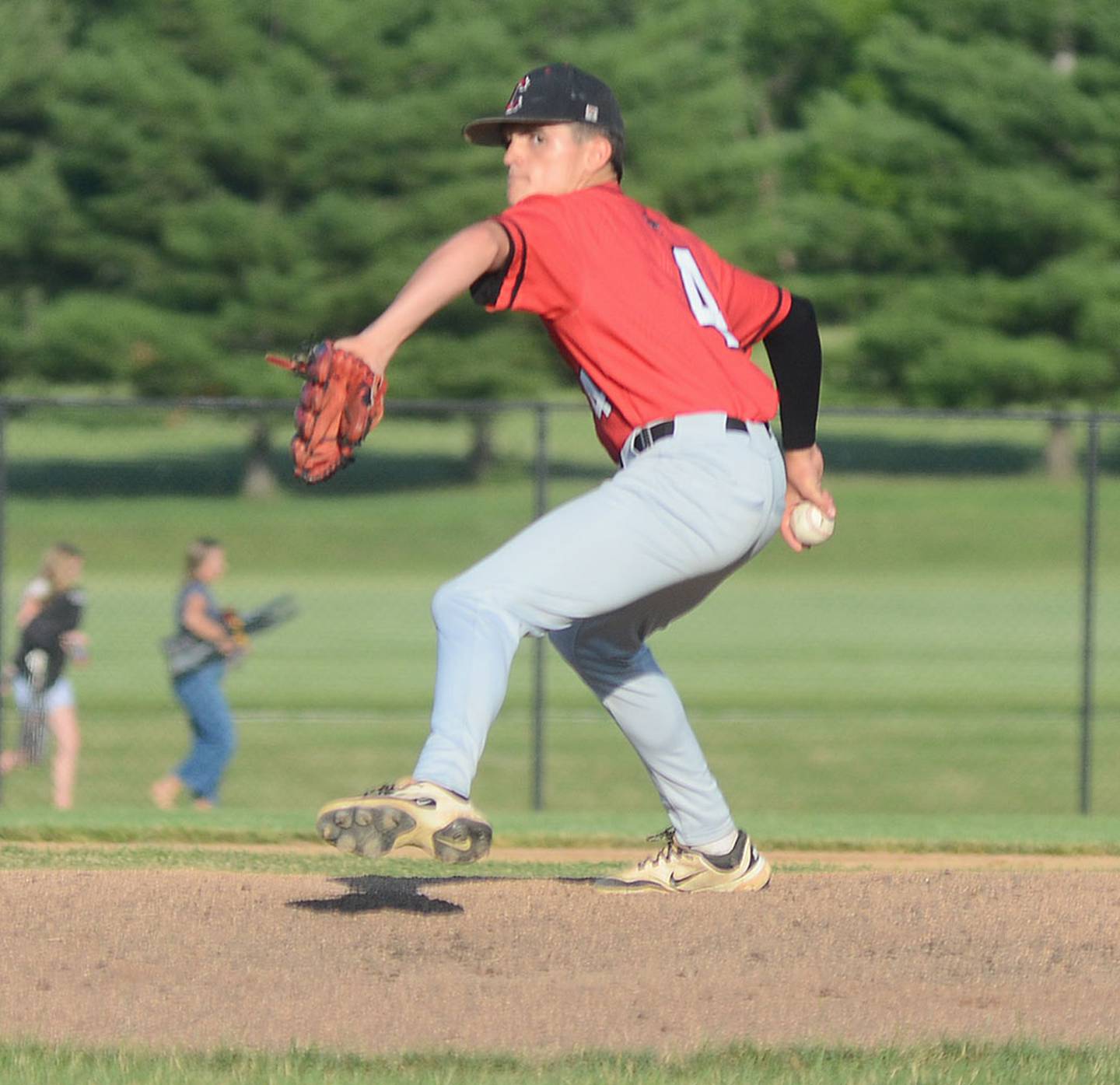 Creston freshman Brady McDonald delivers a pitch against Class 2A third-ranked Van Meter Wednesday night. McDonald pitched 5 2/3 innings in the 9-1 loss that included four unearned runs.