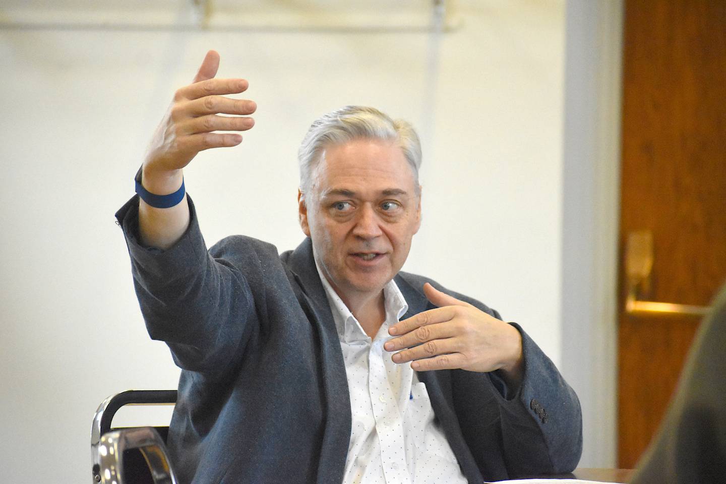 Doug Daggett answers a question during Saturday's public forum.