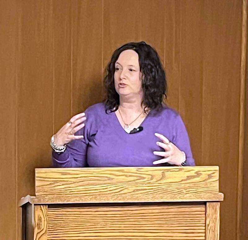 Greenfield native Amanda Cannon talks mental health, mental illness, and everything in between in a speech at The Gathering Place recently.