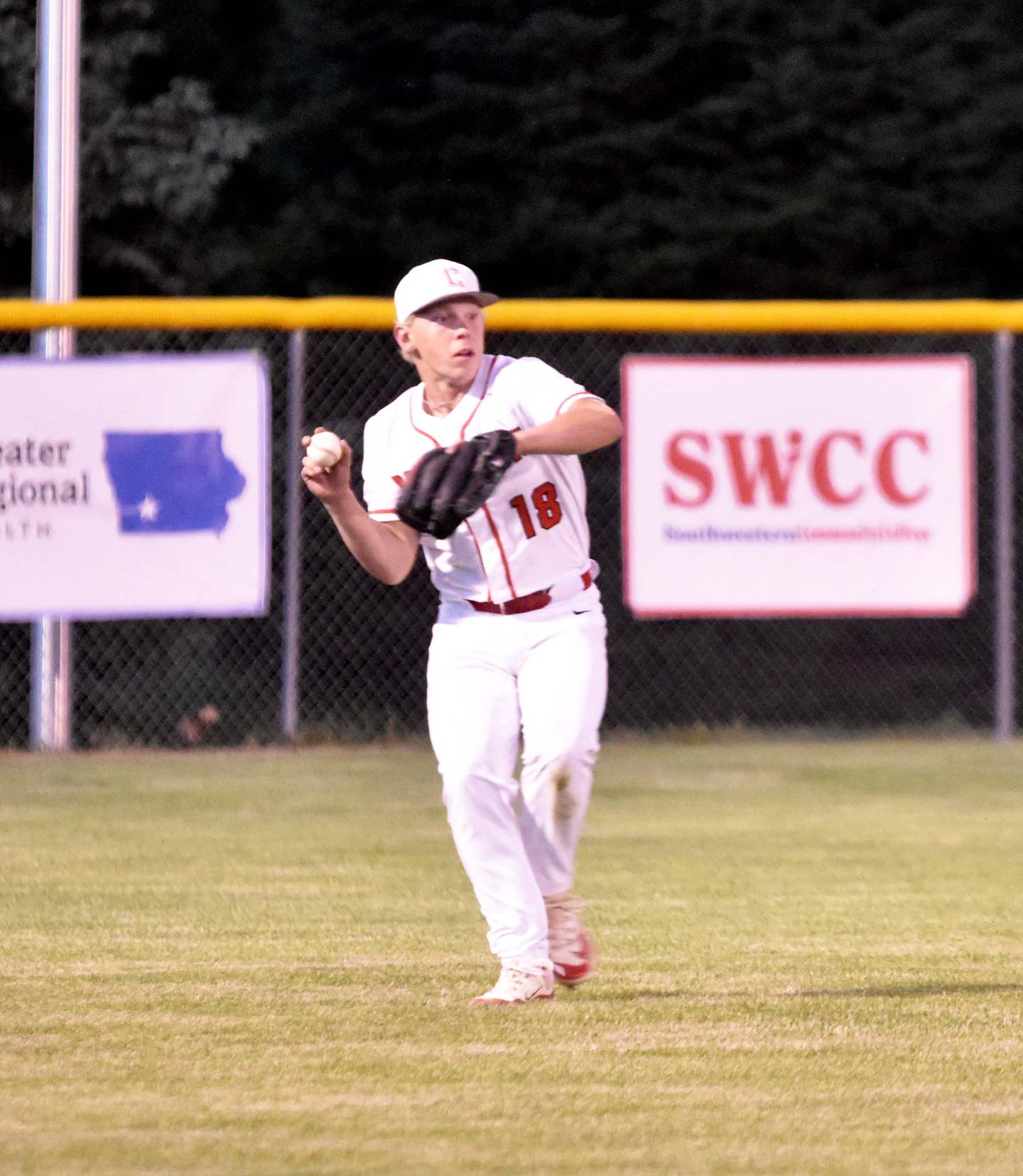 Milo Staver prepares to throw the ball in. Staver came in to pitch the final inning.