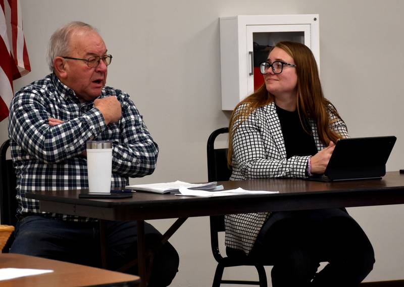 Senator Tom Shipley and Representative Devon Wood answer questions at Creston's Legislative Coffee Saturday morning.