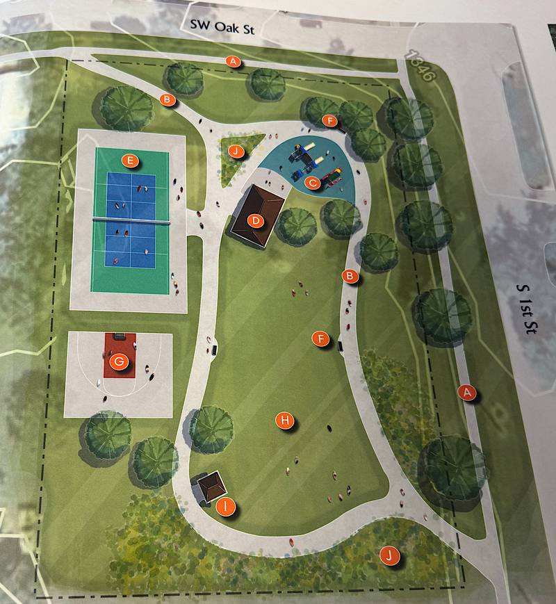 An artist rendering of possible improvements to South Side Park in Greenfield.