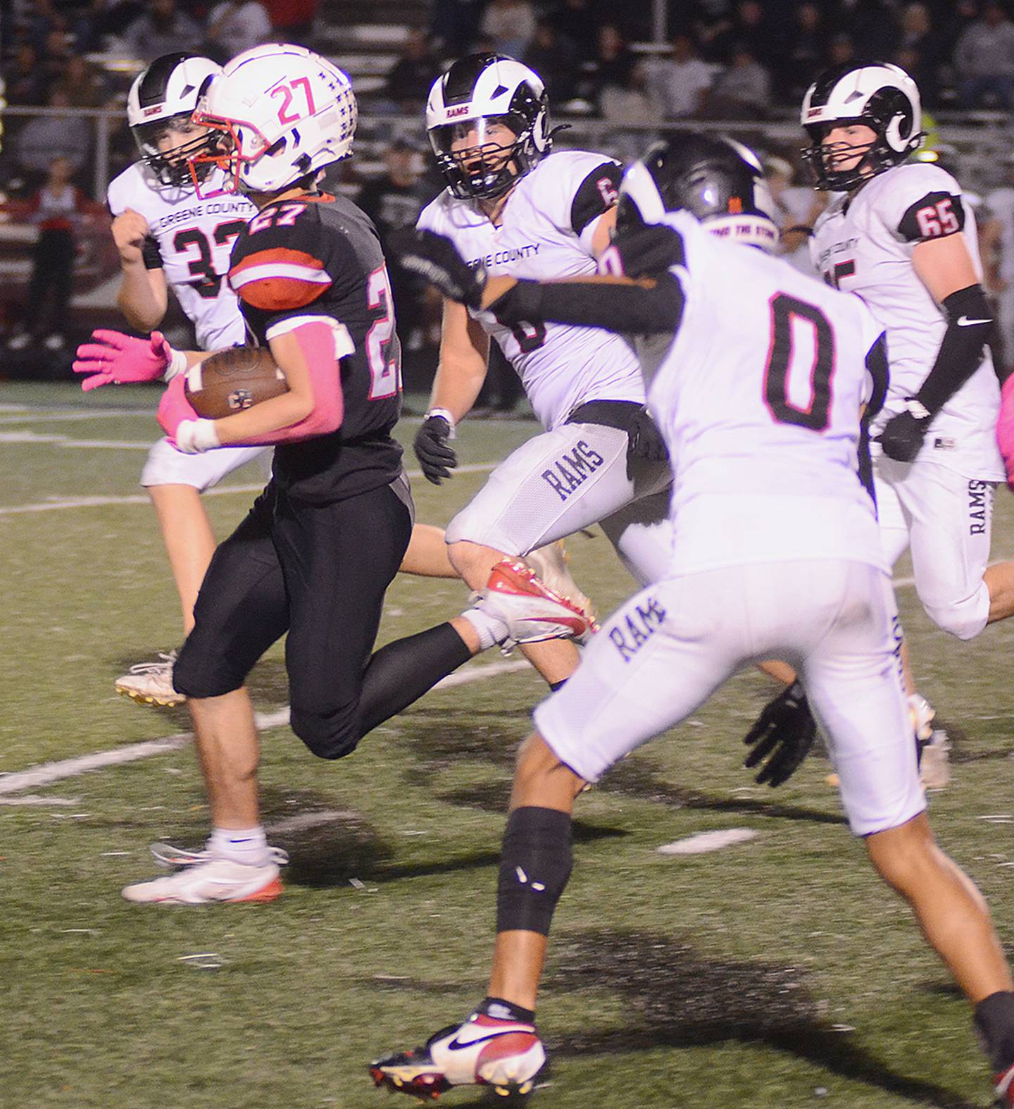 Gabe Kaufman races to daylight during Friday's game. The Panther freshman had 176 yards rushing and three touchdowns in his first varsity start.