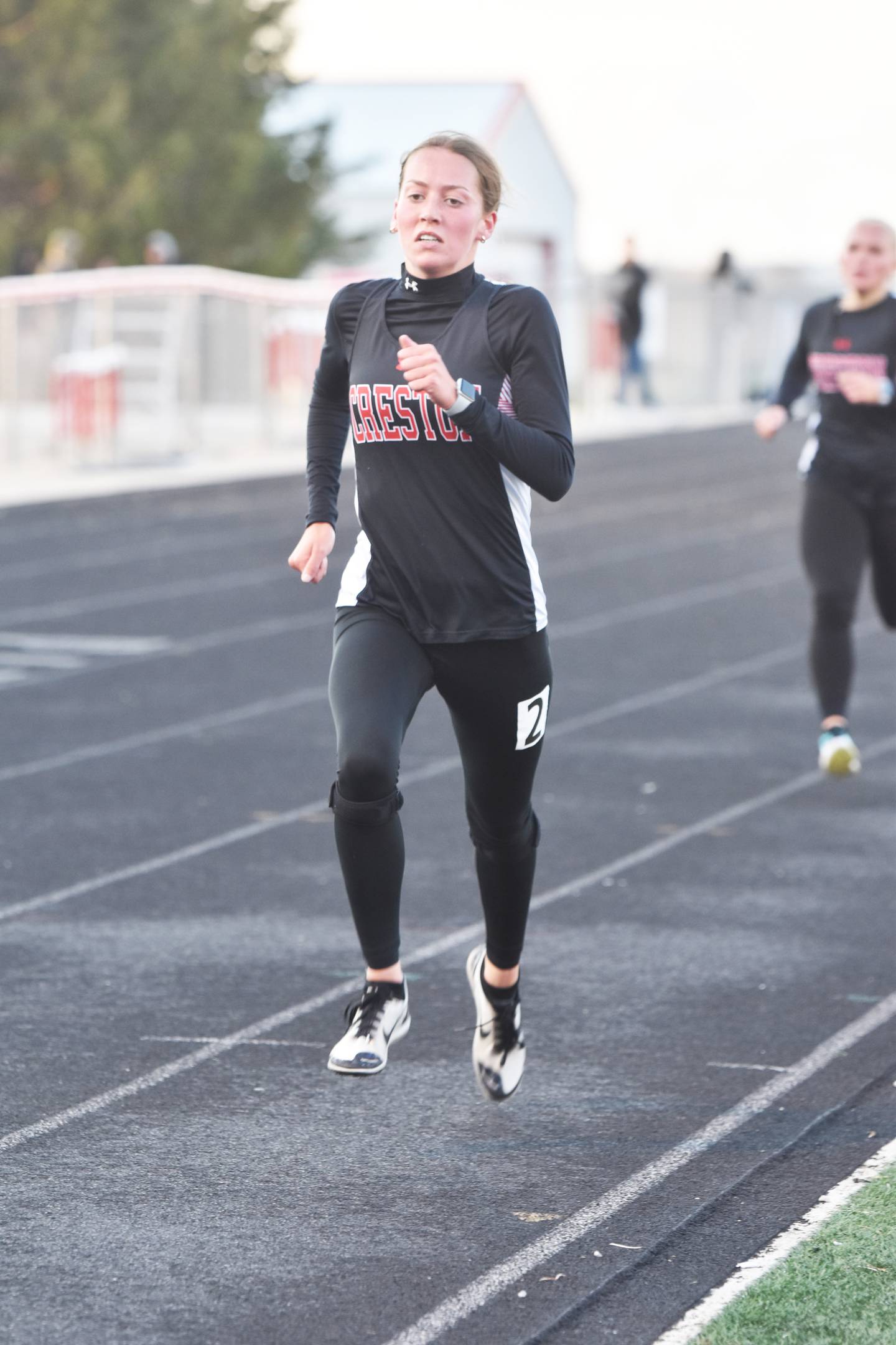 Creston senior Payton Davis wins the girls 800m run.