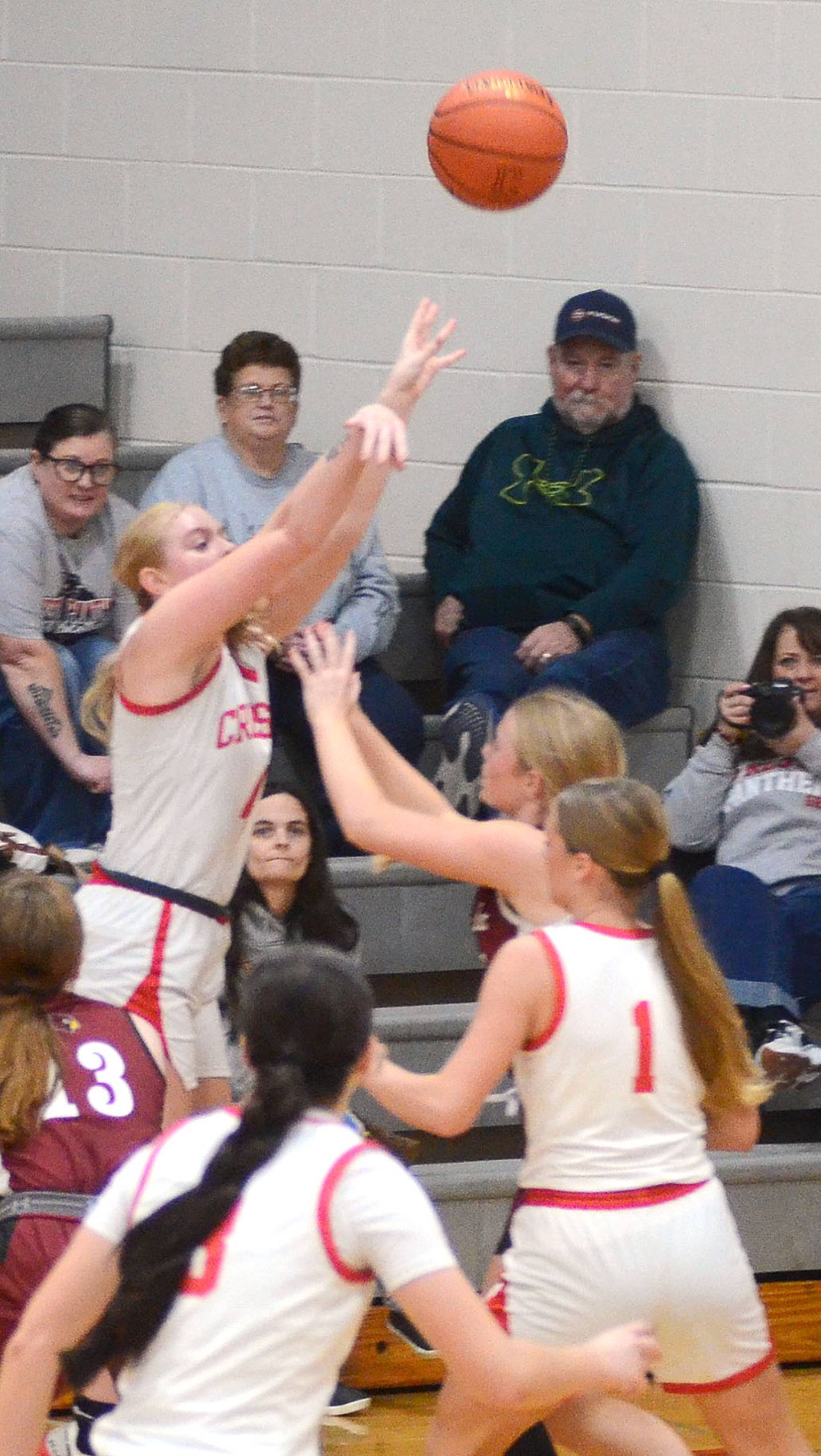 Ella Turner of Creston shoots a 3-pointer against Clarinda Tuesday. Turner made a 3-pointer in the fourth quarter and scored 11 points in Creston's 52-50 victory.