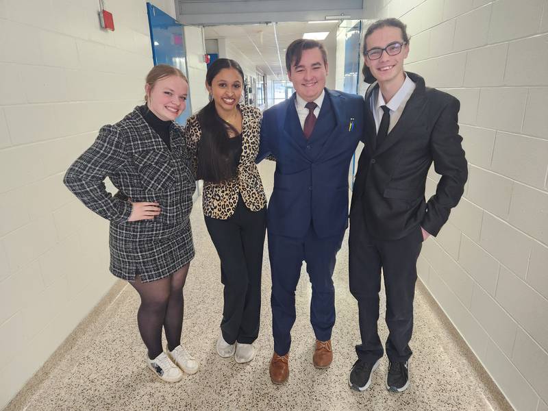 Creston High School's debate squad. From left, Chaylee Needham, Mahi Patel, Malachi Webber and Carson Beer.