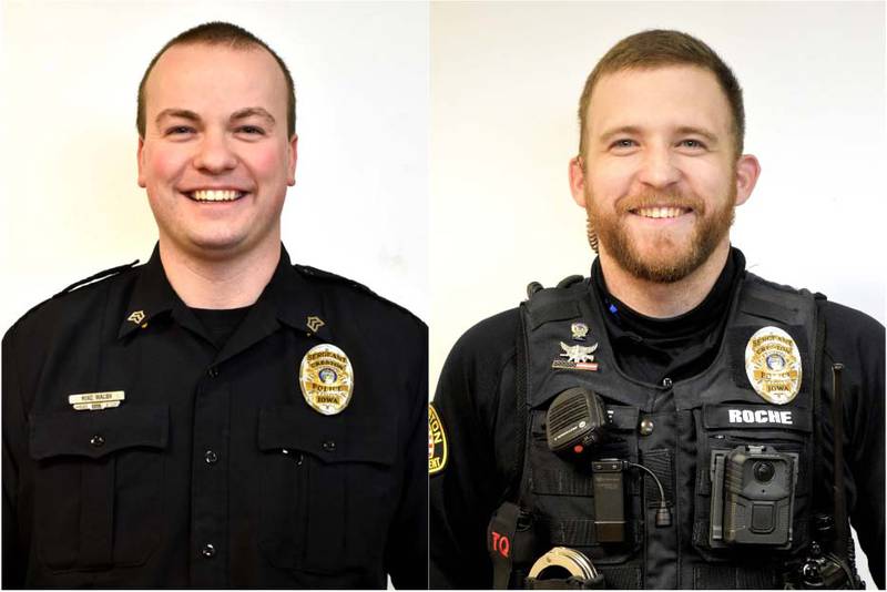 Creston police officers Mike Walsh and Patrick Roche were promoted to sergeants Tuesday.