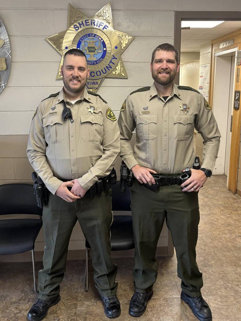 From left, Union County's Dillon Hightshoe and Ryan Maitlen were promoted to sergeant Mar. 26.