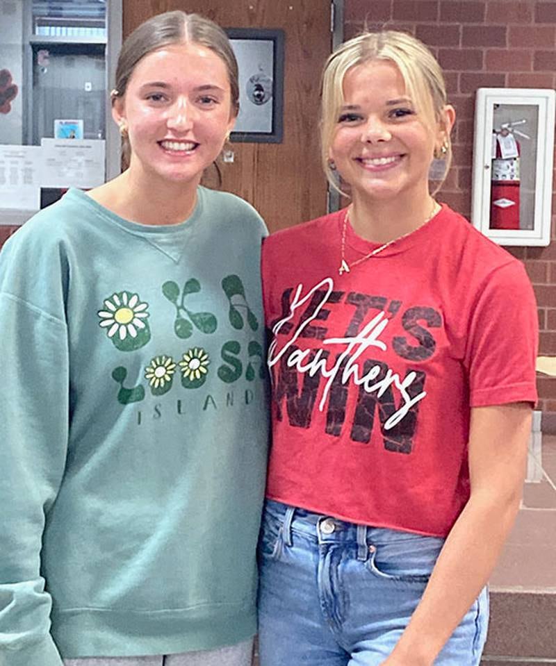 Ady Morrison (left) and Ava Adamson were honored as seniors on the Creston girls basketball team at Monday's awards banquet. Morrison also received the team's Panther Pride Award. Both were named Academic All-State. Adamson was a four-year letterwinner.