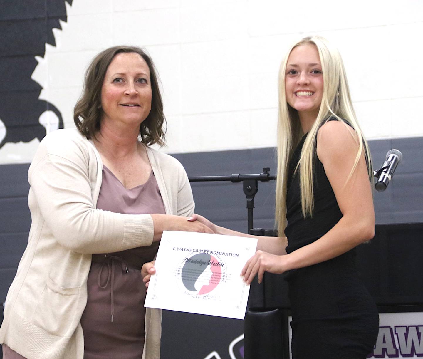 Nodaway Valley senior Maddie Weston is recognized as the E. Wayne Cooley Award nominee.