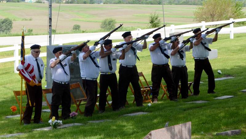 VFW Post 1797 fires the 21-gun salute at a previous Memorial Day service. Participating in this is one of the ways Denny Abel honors those he’s lost.