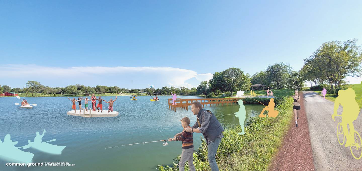 A rendering of what activities may be available at McKinley Lake after the restoration is complete.