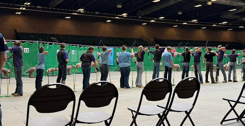 Nodaway Valley archers take part in the state tournament in March on the Iowa State Fairgrounds.
