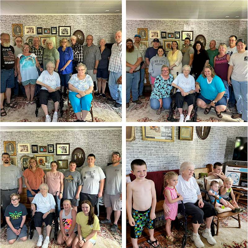 Lela Stonehocker poses with various relatives at past family Christmas celebrations held by the family in the summer. Because of the family's size and locations, celebrating Christmas is easier in the summer. Family units still celebrate the holiday at its scheduled time which is Wednesday.