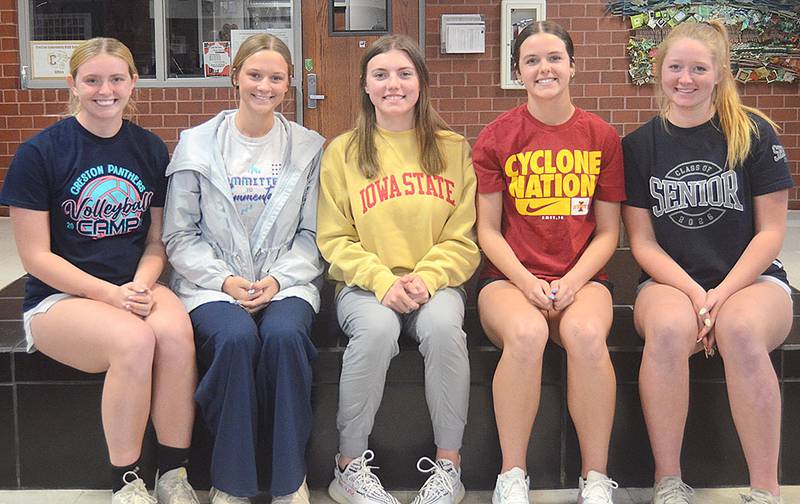 Creston girls basketball seniors honored at Tuesday's team banquet are from left, Ella Turner, Kadley Bailey, Hollynn Rieck, Braylee Pokorny and Brynn Tussey. Not pictured, manager Avery Lovely.