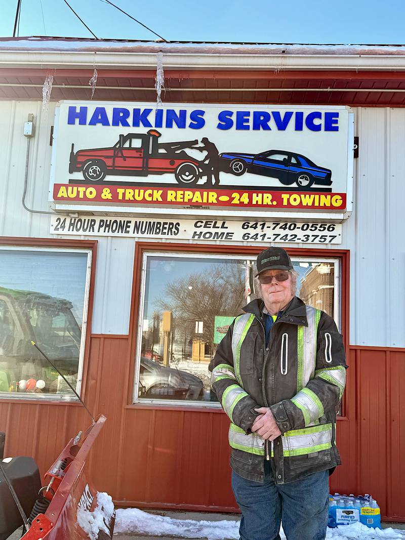 Scott Harkins is the third generation in his family to run Harkins Service in Adair, which celebrated 80 years of business last week.