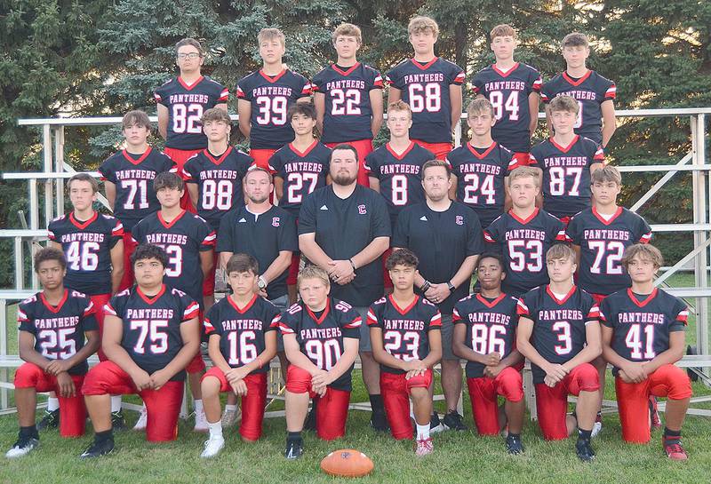 The Creston freshman football team will face Lewis Central at 3:45 p.m. Friday at Titan Stadium prior to the 7 p.m. varsity game. Members of the Creston team are, front row from left, GJ Wright, Adrian Lillie, Carlos Tellez-Page, Terrance Taylor, Nico Leppla, Durrell Haynes, Colby Brammer and Hayden Levine. Second row, Randy Shady, Rohm Carter, coach Jake Baudler, coach Nate Haley, coach Alex Tamerius, Hayden Jones and Kayden DeLong. Third row, Coltyr Frey, Cason Scarberry, Joaquin Flores, Tanner Ray, Davin Wallace and Brodie Pashek. Fourth row, Hunter Kiley, Blake Hayes, Baret Lane, Layne Sand, Ryder Sharp and Rhett Driskell.
